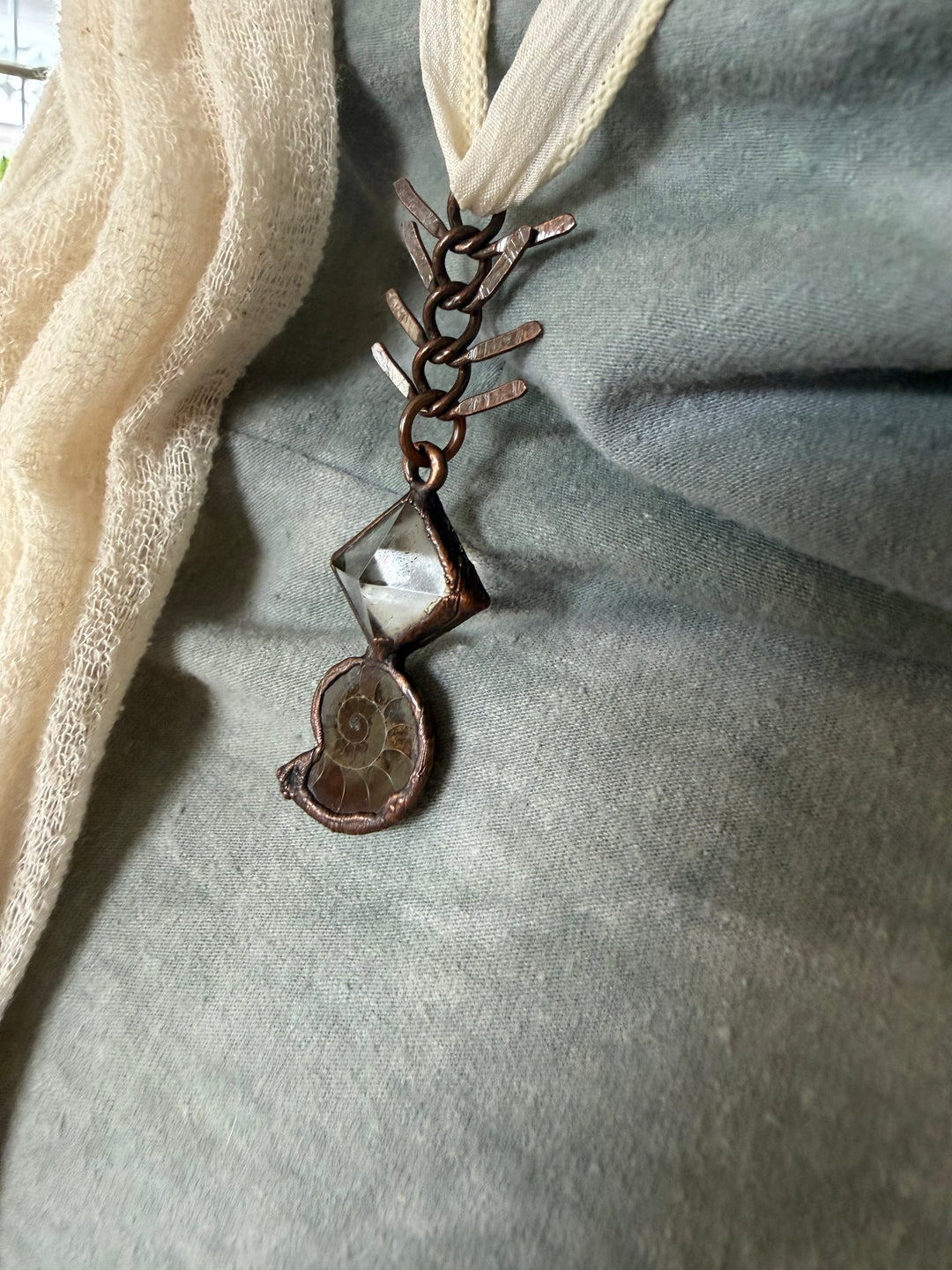 The Truthseeker Talisman // Clear Quartz & Ammonite Negative