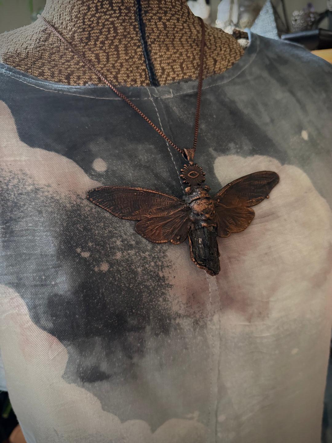 The Metamorphosis Talisman // Real Cicada with Black Tourmaline 𓆃