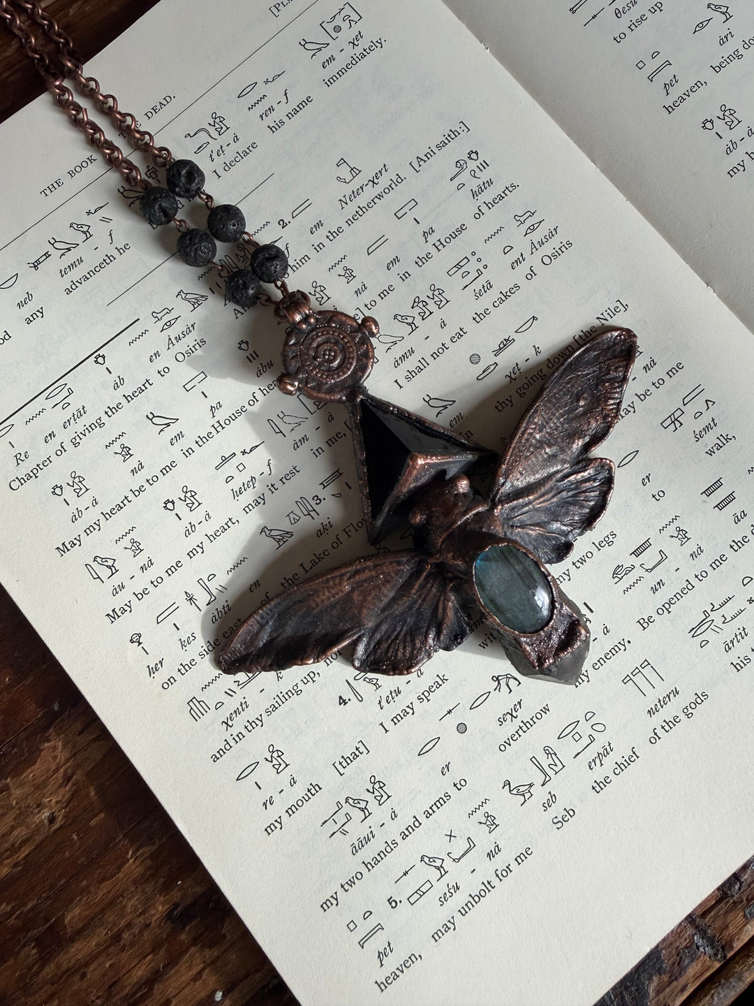 The Metamorphosis Talisman // Real Cicada Labradorite, Smoky Quartz & Black Onyx Tetrahedron 𓆃