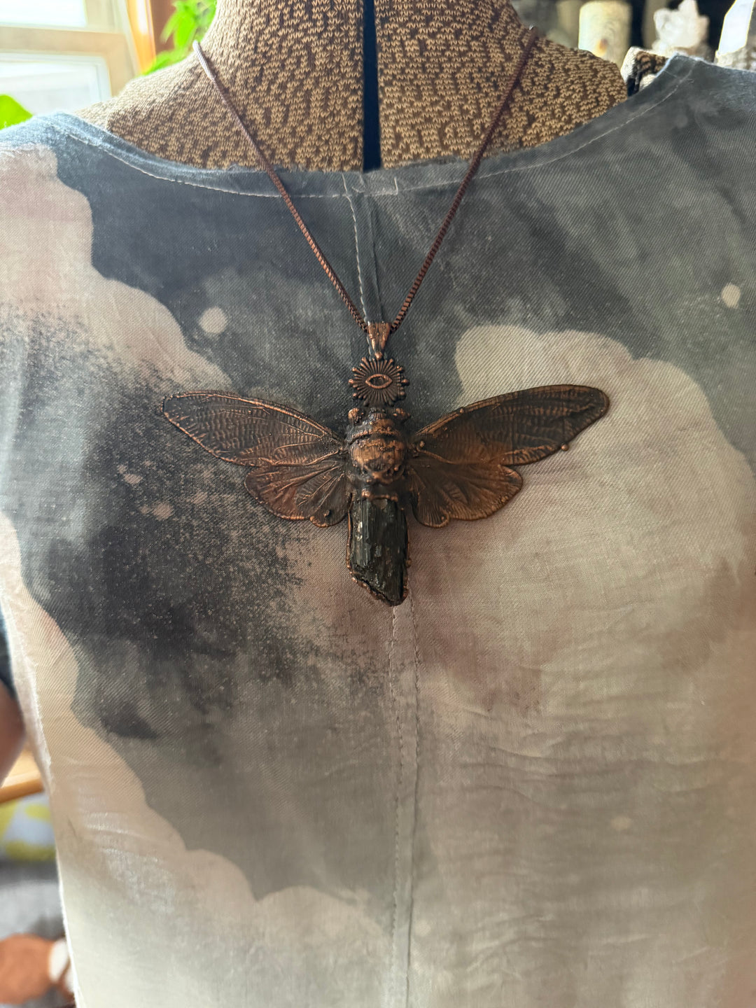 The Metamorphosis Talisman // Real Cicada with Black Tourmaline 𓆃