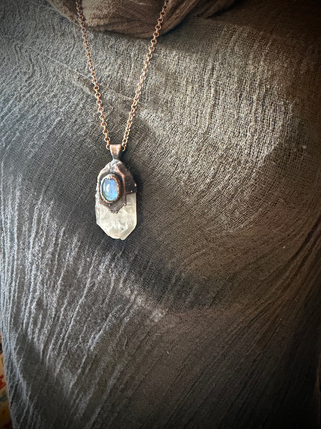 The Raw Earth Talisman // Clear Quartz + Moonstone 𓆃