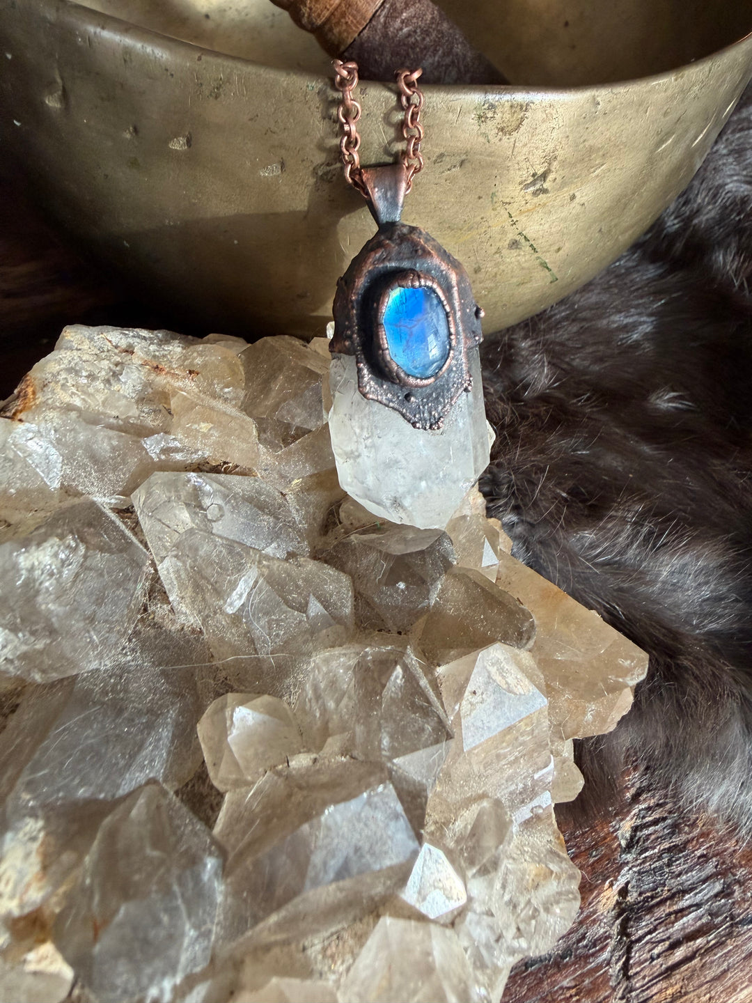 The Raw Earth Talisman // Clear Quartz + Moonstone 𓆃