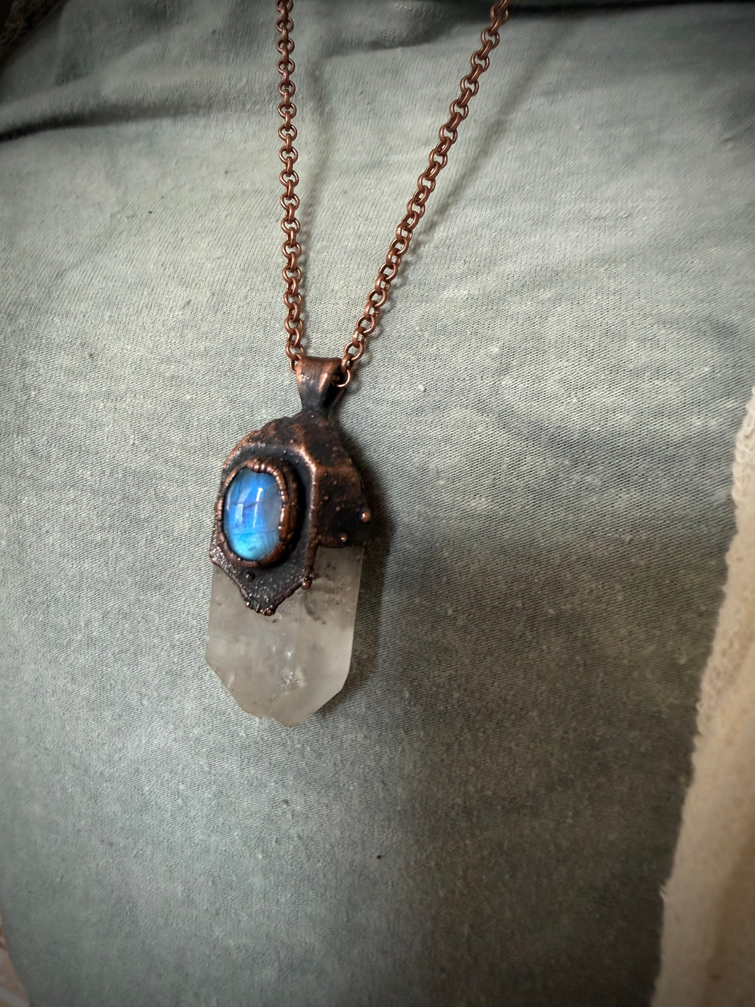 The Raw Earth Talisman // Clear Quartz + Moonstone 𓆃