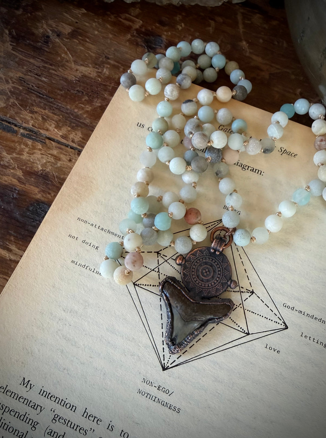 The Ancient Secrets Talisman // Fossilized Shark Tooth + Amazonite